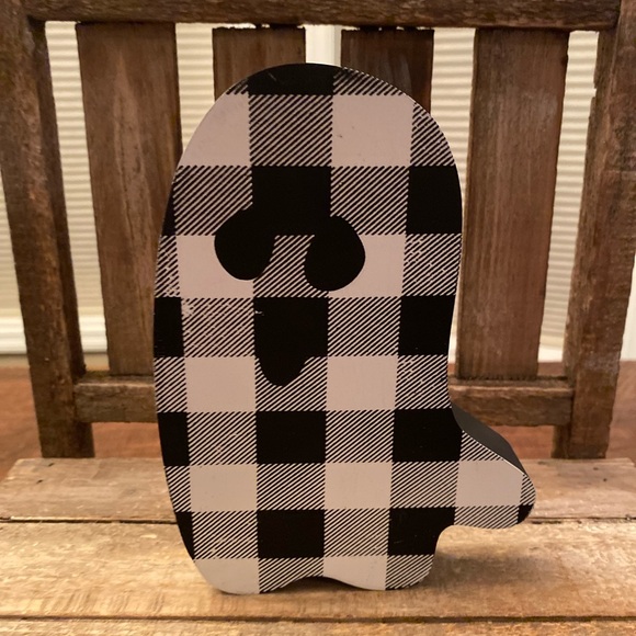 Halloween Ghost Wood Signs Set, White Ghost Shaped Sign, Black & White Ghost - Picture 14 of 16